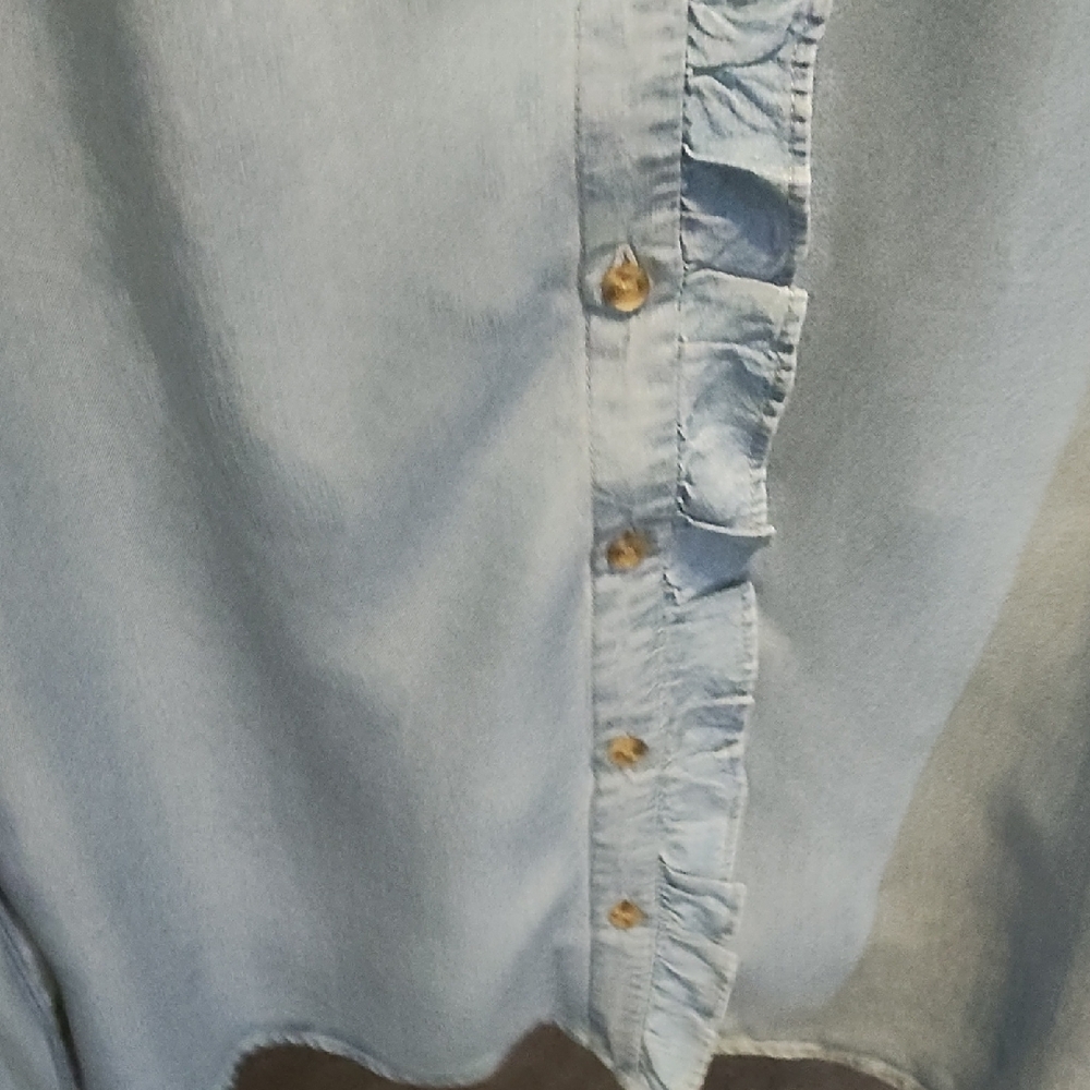Simons Light Denim Ruffled Blouse - Picture 6 of 7
